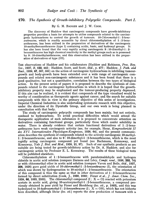 170. The synthesis of growth-inhibitory polycyclic compounds. Part I