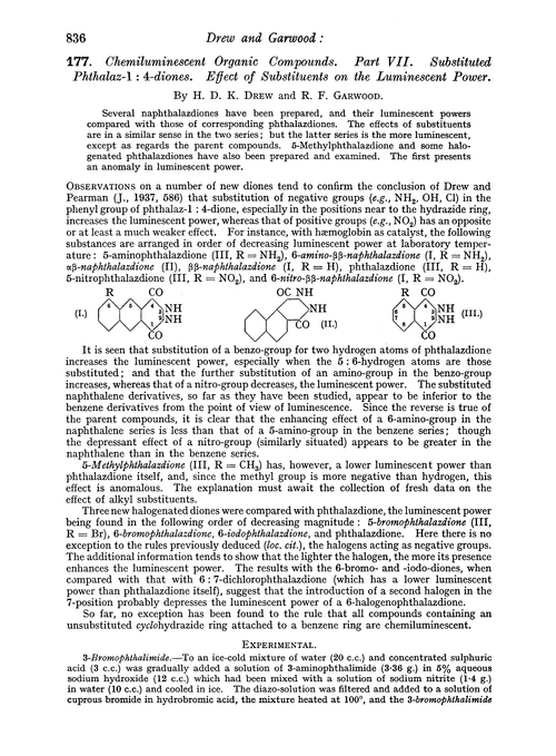 177. Chemiluminescent organic compounds. Part VII. Substituted phthalaz-1 : 4-diones. Effect of substituents on the luminescent power