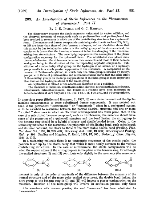 209. An investigation of steric influences on the phenomenon of resonance. Part II