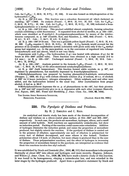 220. The pyrolysis of disilane and trisilane