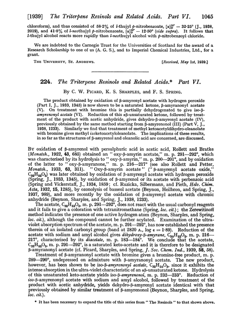 224. The triterpene resinols and related acids. Part VI