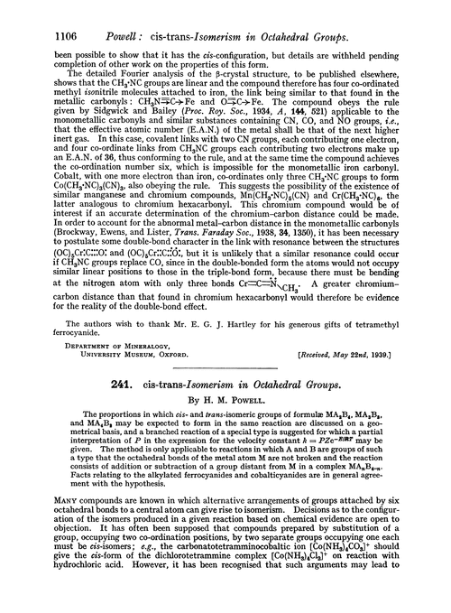 241. cis-trans-Isomerism in octahedral groups