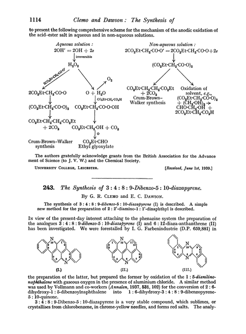 243. The synthesis of 3 : 4 : 8 : 9-dibenzo-5 : 10-diazapyrene