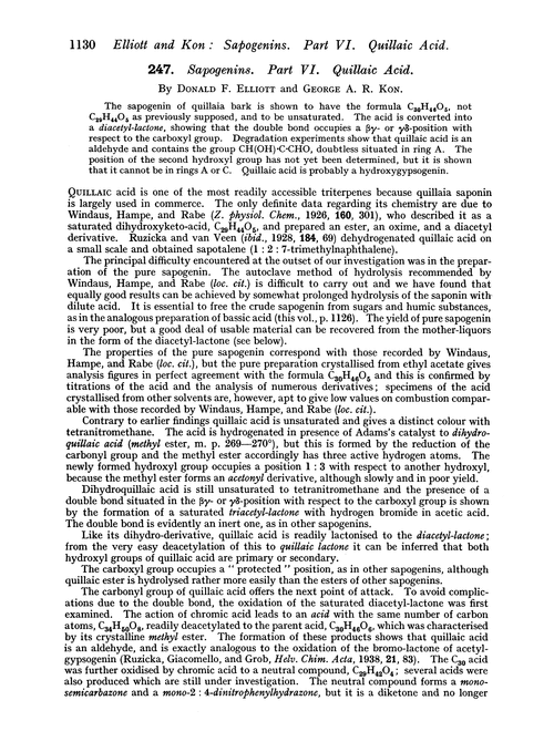 247. Sapogenins. Part VI. Quillaic acid