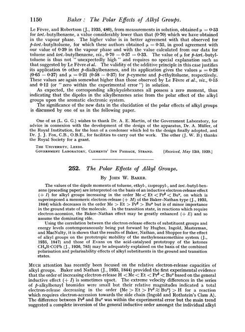 252. The polar effects of alkyl groups
