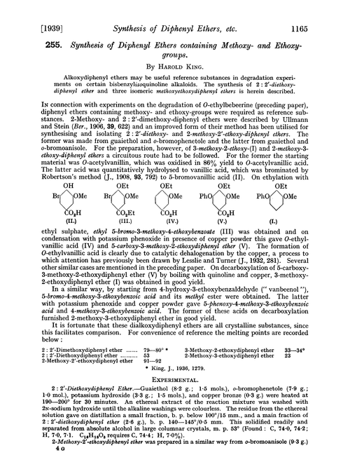 255. Synthesis of diphenyl ethers containing methoxy- and ethoxy-groups