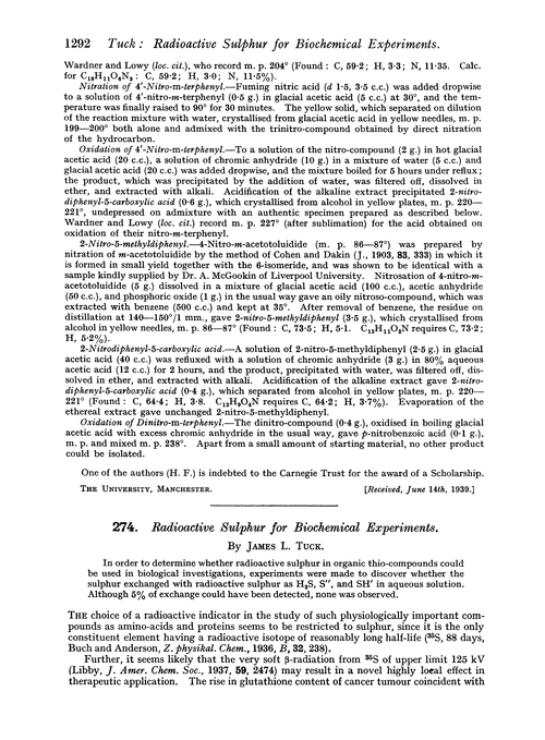 274. Radioactive sulphur for biochemical experiments