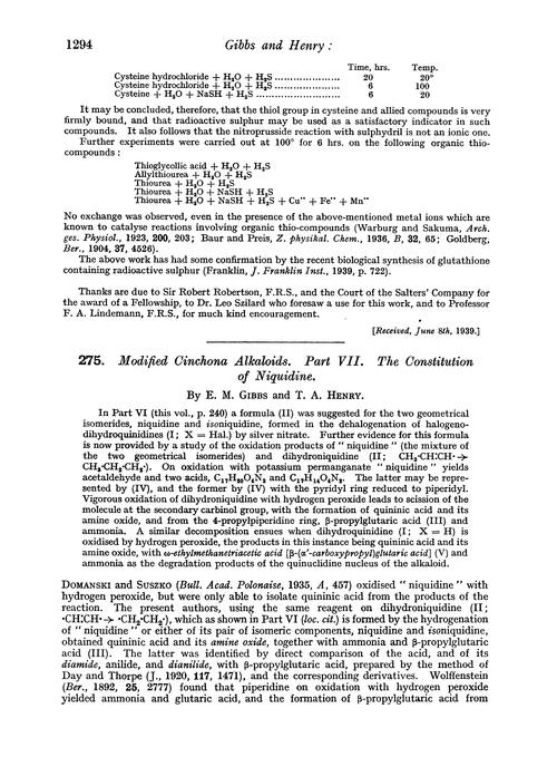 275. Modified cinchona alkaloids. Part VII. The constitution of niquidine