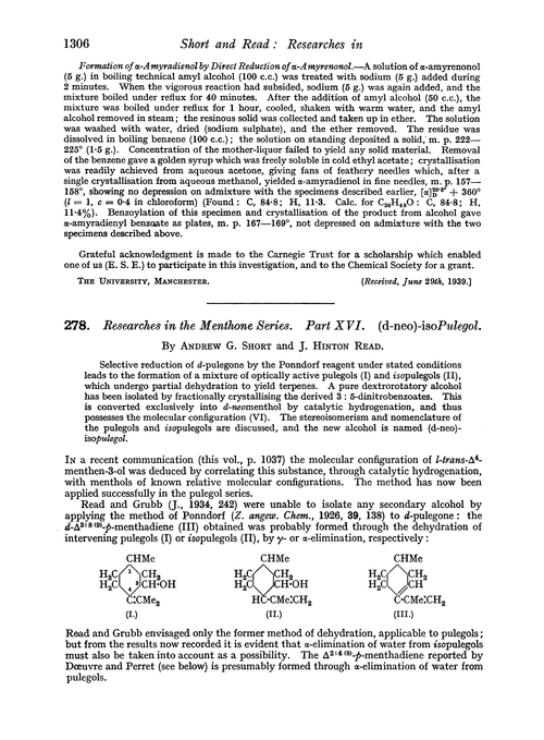 278. Researches in the menthone series. Part XVI. (d-neo)-isoPulegol