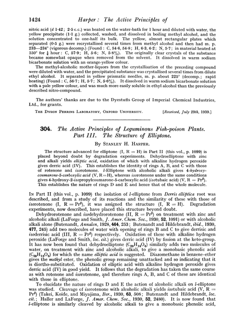 304. The active principles of lequminous fish-poison plants. Part III. The structure of elliptone