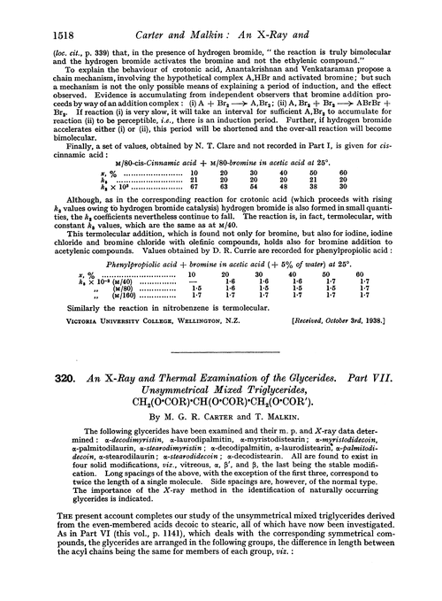 320. An X-ray and thermal examination of the glycerides. Part VII. Unsymmetrical mixed triglycerides, CH2(O·COR)·CH(O·COR)·CH2(O·COR′)