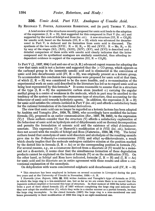 336. Usnic acid. Part VII. Analogues of usnolic acid