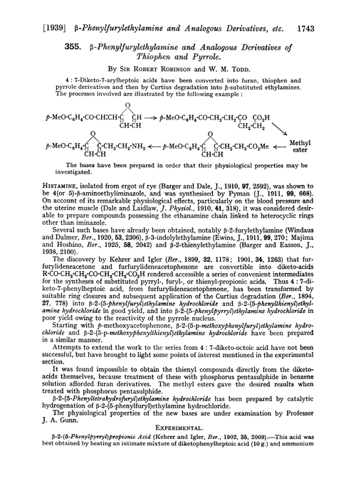 355. β-Phenylfurylethylamine and analogous derivatives of thiophen and pyrrole