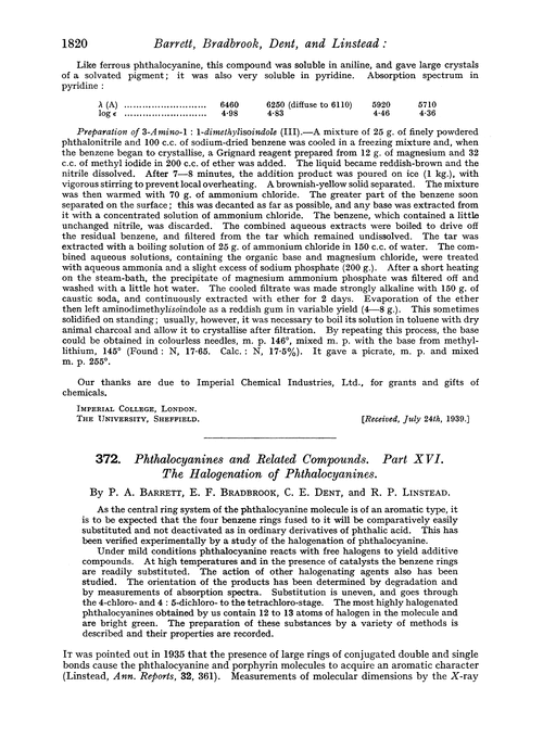 372. Phthalocyanines and related compounds. Part XVI. The halogenation of phthalocyanines
