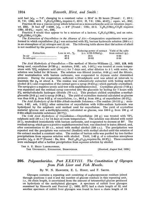 395. Polysaccharides. Part XXXVIII. The constitution of glycogen from fish liver and fish muscle