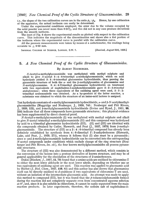 5. A new chemical proof of the cyclic structure of glucosaminides