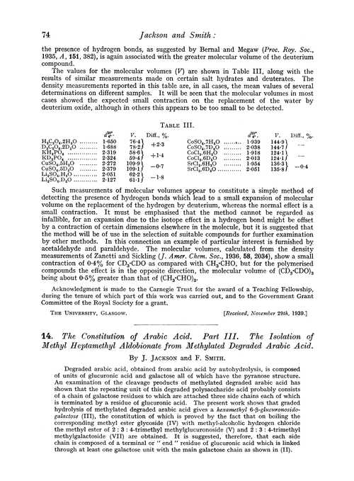 14. The constitution of arabic acid. Part III. The isolation of methyl heptamethyl aldobionate from methylated degraded arabic acid