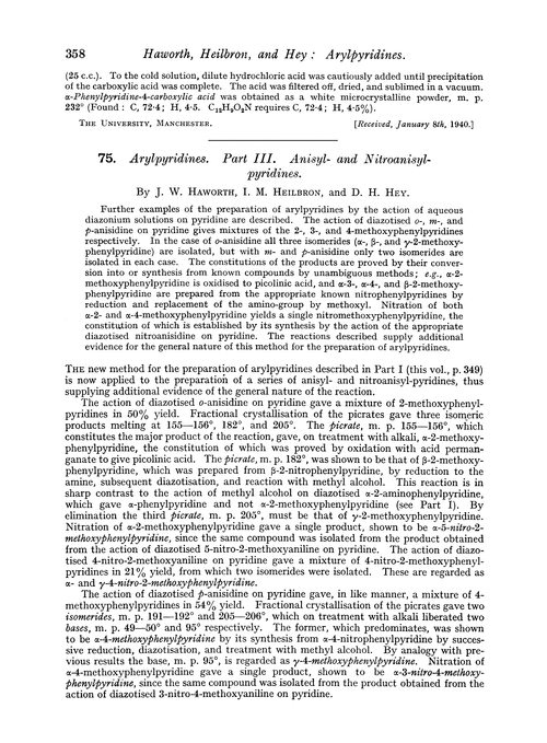 75. Arylpyridines. Part III. Anisyl- and nitroanisylpyridines