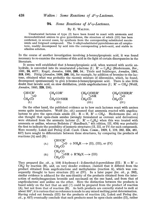 94. Some reactions of Δ-γ-lactones