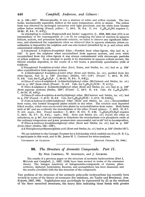 96. The structure of aromatic compounds. Part II