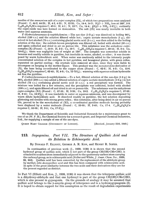 113. Sapogenins. Part VII. The structure of quillaic acid and its relation to echinocystic acid