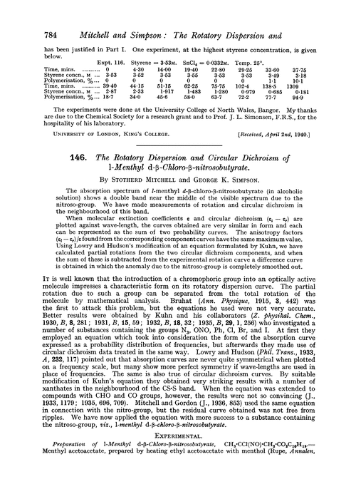 146. The rotatory dispersion and circular dichroism of l-menthyl d-β-chloro-β-nitrosobutyrate