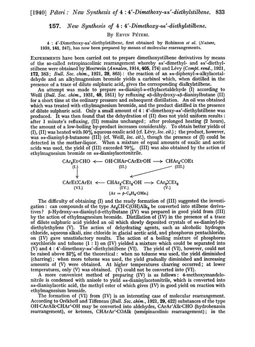 157. New synthesis of 4 : 4′-dimethoxy-αα′-diethylstilbene