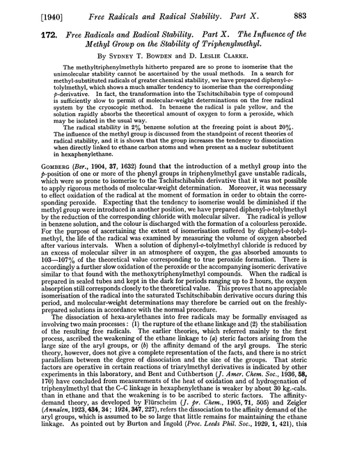 172. Free radicals and radical stability. Part X. The influence of the methyl group on the stability of triphenylmethyl