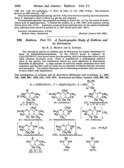 193. Rottlerin. Part VI. A spectrographic study of rottlerin and its derivatives