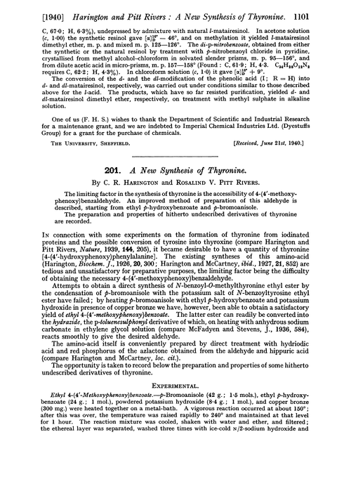 201. A new synthesis of thyronine
