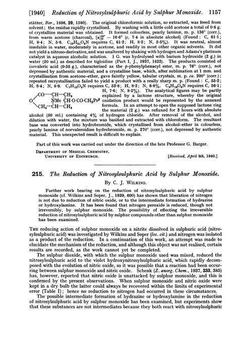 215. The reduction of nitrosylsulphuric acid by sulphur monoxide