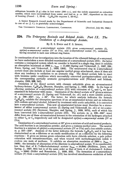 224. The triterpene resinols and related acids. Part IX. The oxidation of α-amyradienyl acetate