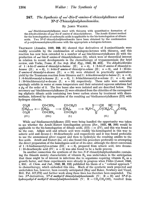 247. The synthesis of ωω′-bis-2′-amino-4′-thiazolylalkanes and N4-2′-thiazolylsulphanilamides