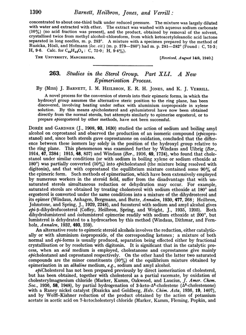 263. Studies in the sterol group. Part XLI. A new epimerisation process
