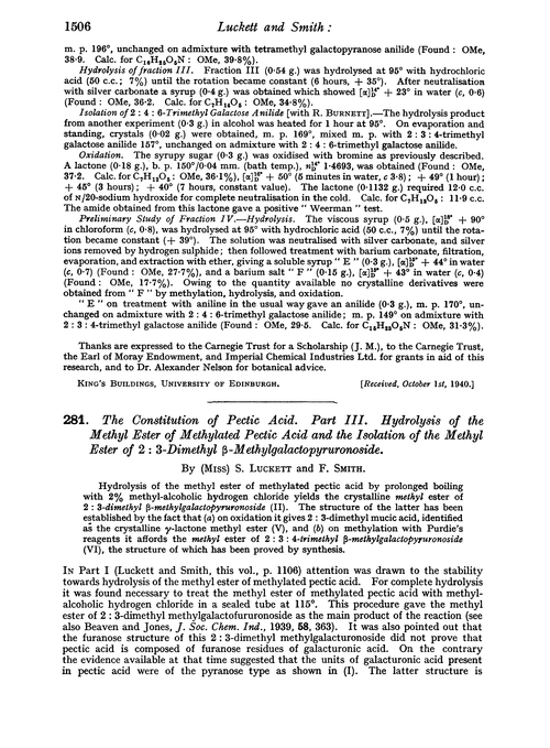 281. The constitution of pectic acid. Part III. Hydrolysis of the methyl ester of methylated pectic acid and the isolation of the methyl ester of 2 : 3-dimethyl β-methylgalactopyruronoside