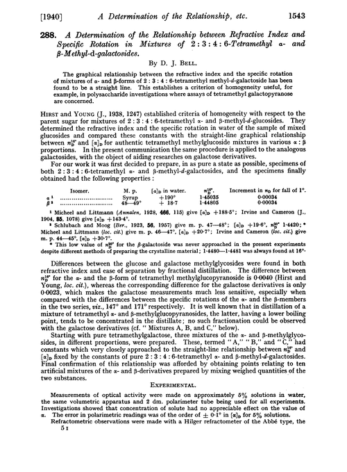 288. A determination of the relationship between refractive index and specific rotation in mixtures of 2 : 3 : 4 : 6-tetramethyl α- and β-methyl-d-galactosides