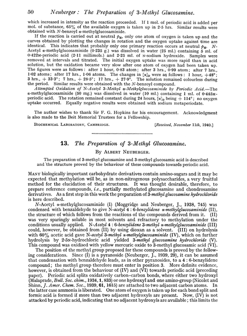 13. The preparation of 3-methyl glucosamine
