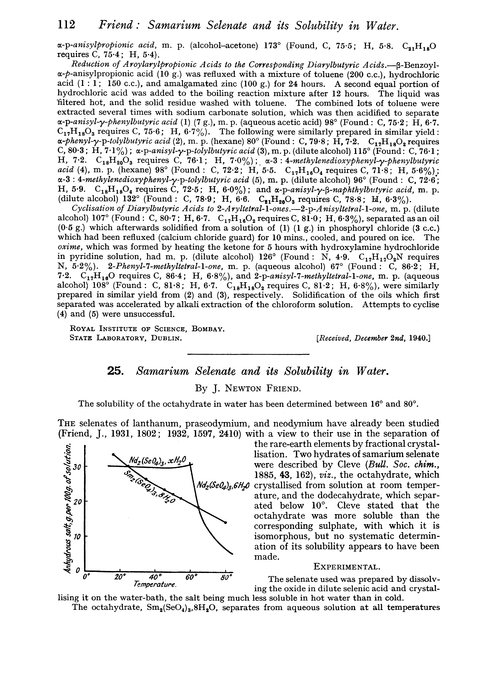 25. Samarium selenate and its solubility in water