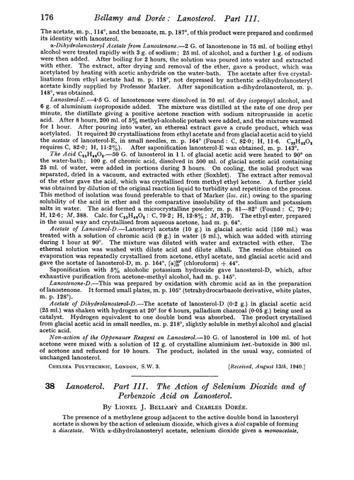 38. Lanosterol. Part III. The action of selenium dioxide and of perbenzoic acid on lanosterol