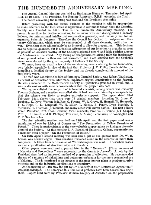 The Hundredth Anniversary Meeting