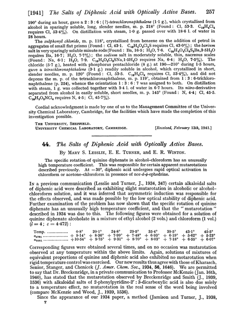 44. The salts of diphenic acid with optically active bases