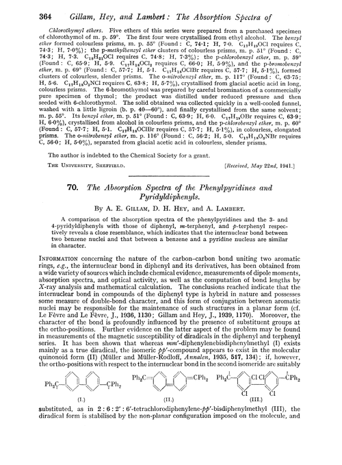 70. The absorption spectra of the phenylpyridines and pyridyldiphenyls