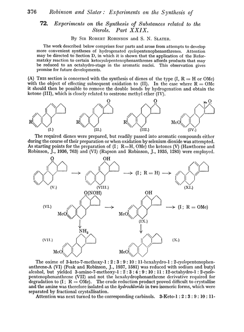 72. Experiments on the synthesis of substances related to the sterols. Part XXIX
