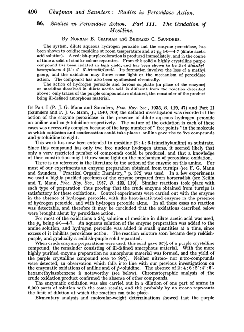 86. Studies in peroxidase action. Part III. The oxidation of mesidine