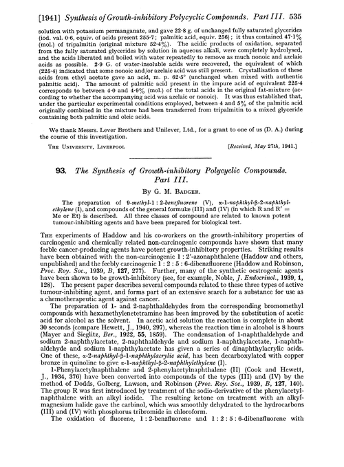 93. The synthesis of growth-inhibitory polycyclic compounds. Part III