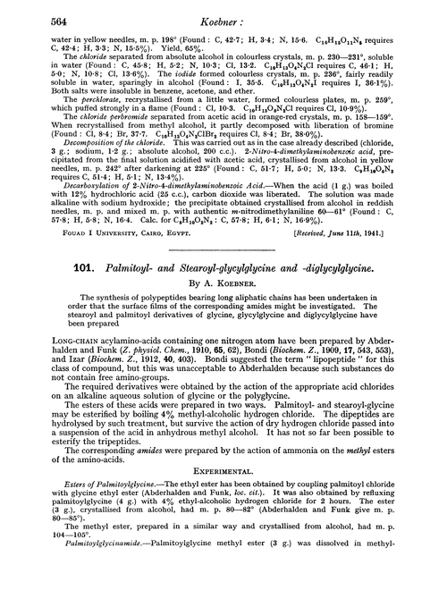 101. Palmitoyl- and stearoyl-glycylglycine and -diglycylglycine