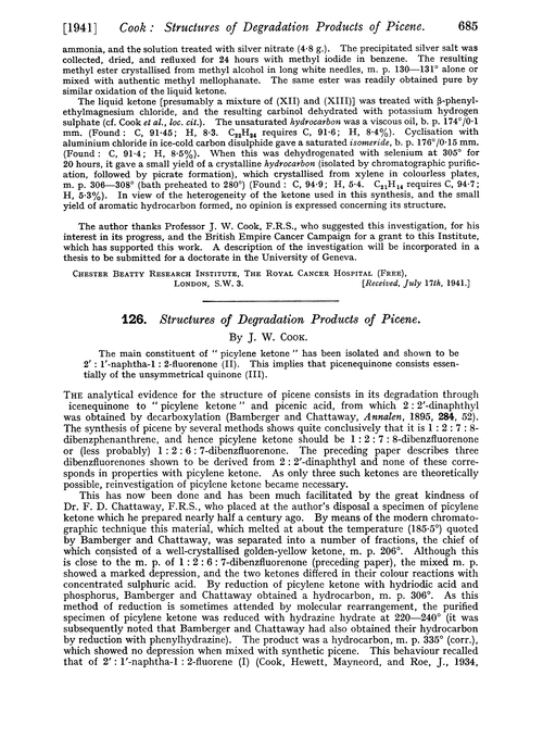 126. Structures of degradation products of picene