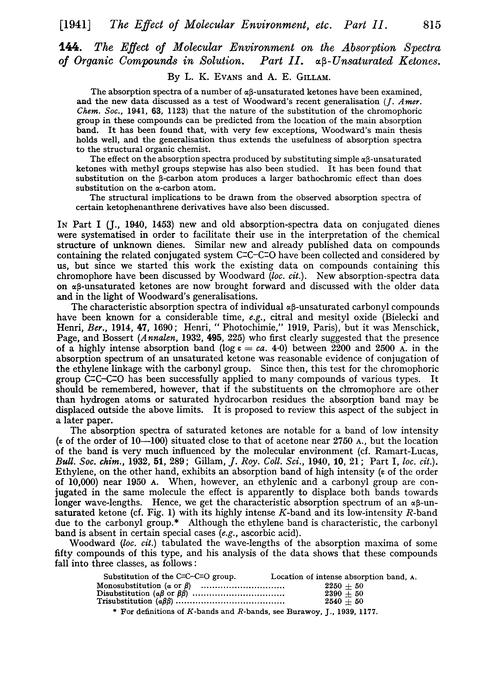 144. The effect of molecular environment on the absorption spectra of organic compounds in solution. Part II. αβ-Unsaturated ketones