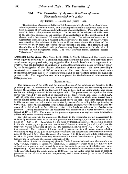 151. The viscosities of aqueous solutions of some phenanthrenesulphonic acids