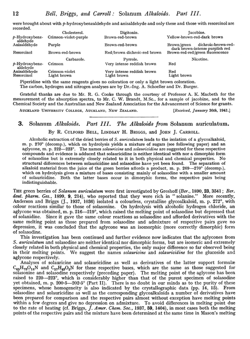 3. Solanum alkaloids. Part III. The alkaloids from Solanum auriculatum